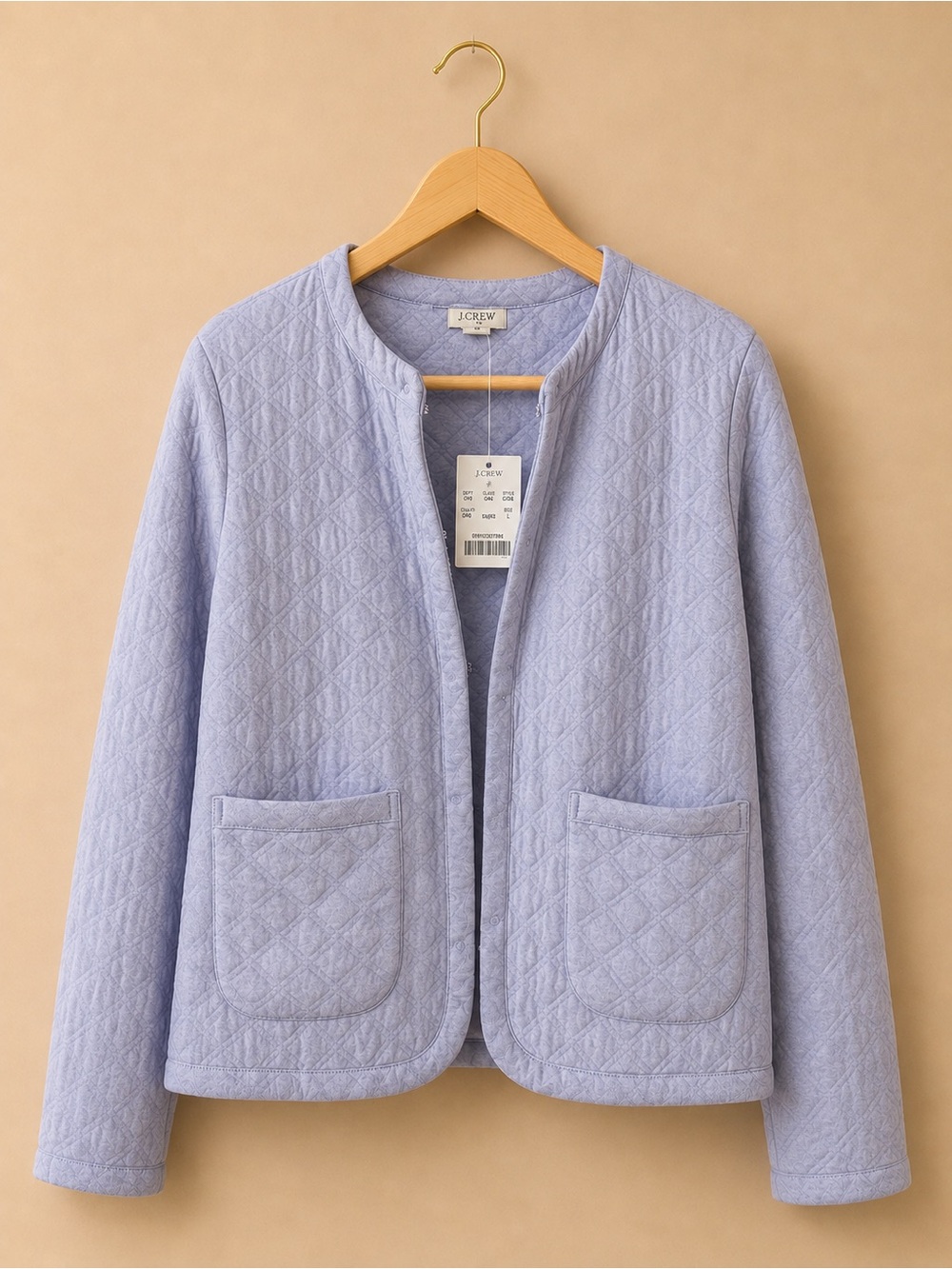 J. Crew Lavender Quilted Collarless Jacket